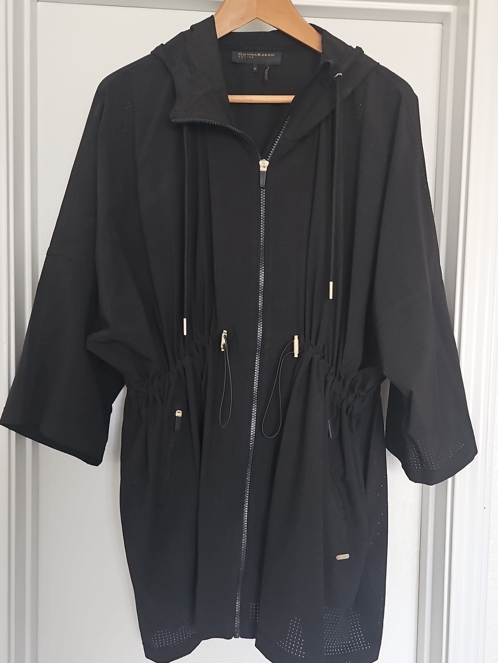 Donna Karan Perforated Mesh Hodded Jacket